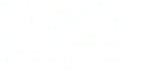 We are a leading provider of surveillance camera systems, access control, computer network and fiber optic installations throughout Iowa and Illinois. FSS also specializes in large scale audio system design and installation for commercial customers and motorsports venues throughout the United States. We offer the knowledge and experience to recommend reliable products that will make sure that the end project results exceed their expectations.